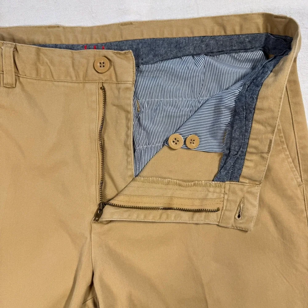 Linea Uomo LU Mens Khaki Pants W38 L32 Stretch Flat Front Camel Chino 36x29.5
